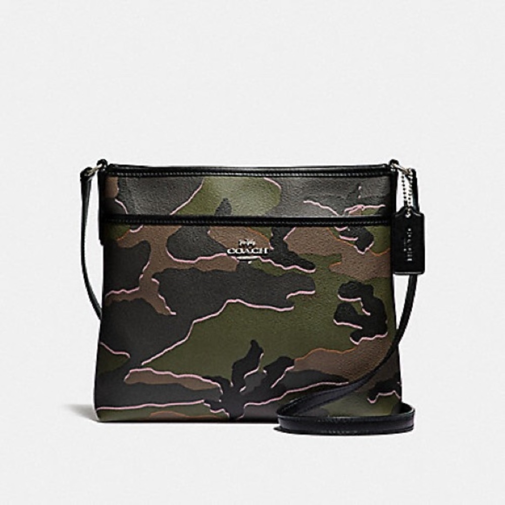 COACH Wild Camo Print File Bag Crossbody Purse